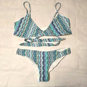 L*Space Bikini Set Large, D Chloe tie Top, NEW Scrunch Butt Bottoms Seaglass